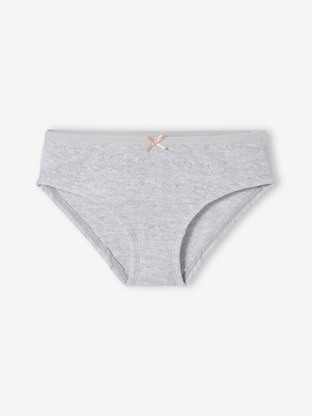 Conjunto de 2 calcinhas de malha vazada, lisas e brancas, para meninas.