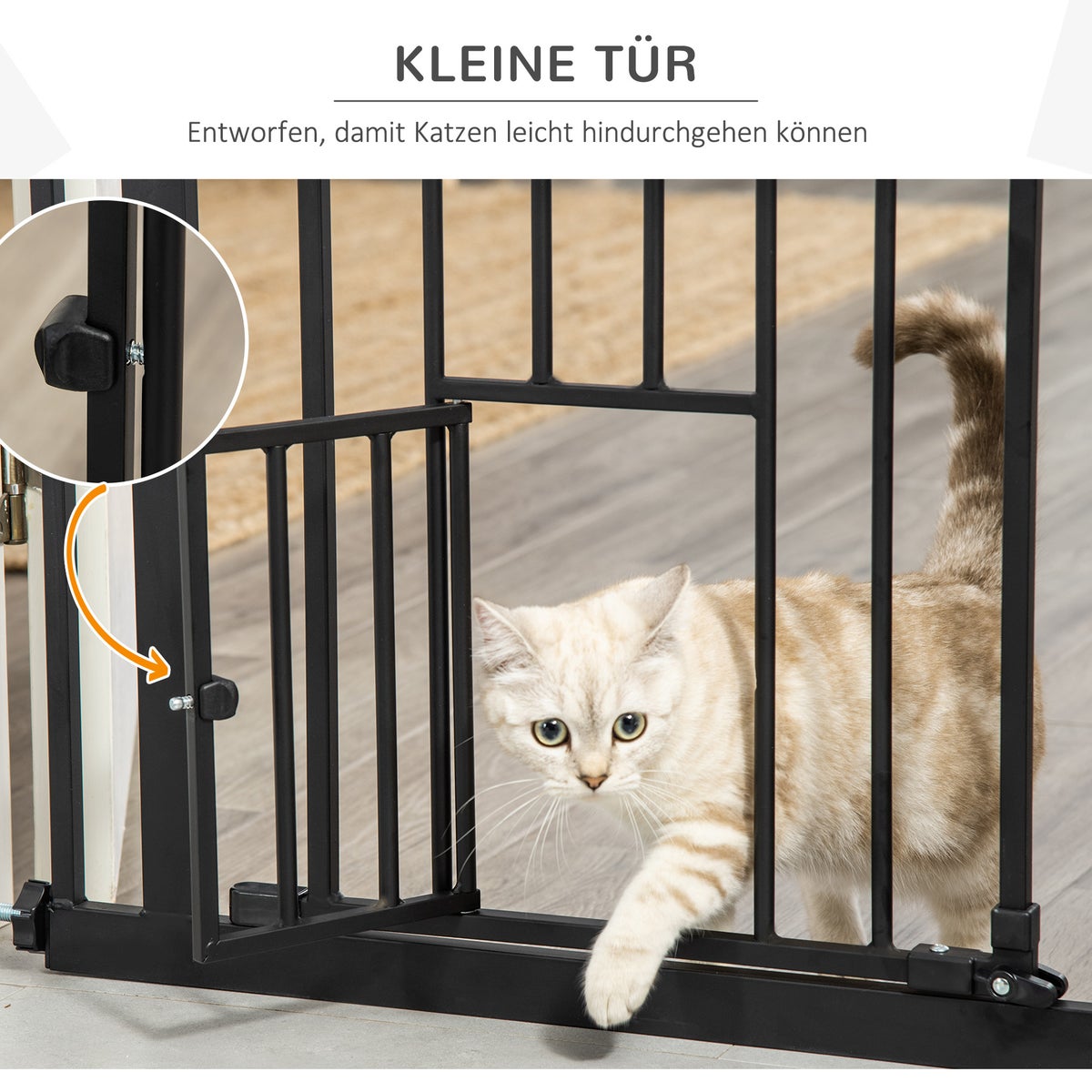 PawHut veiligheidshek, 74-80L x 3,5B x 104,1H cm, staal, kunststof, zwart
