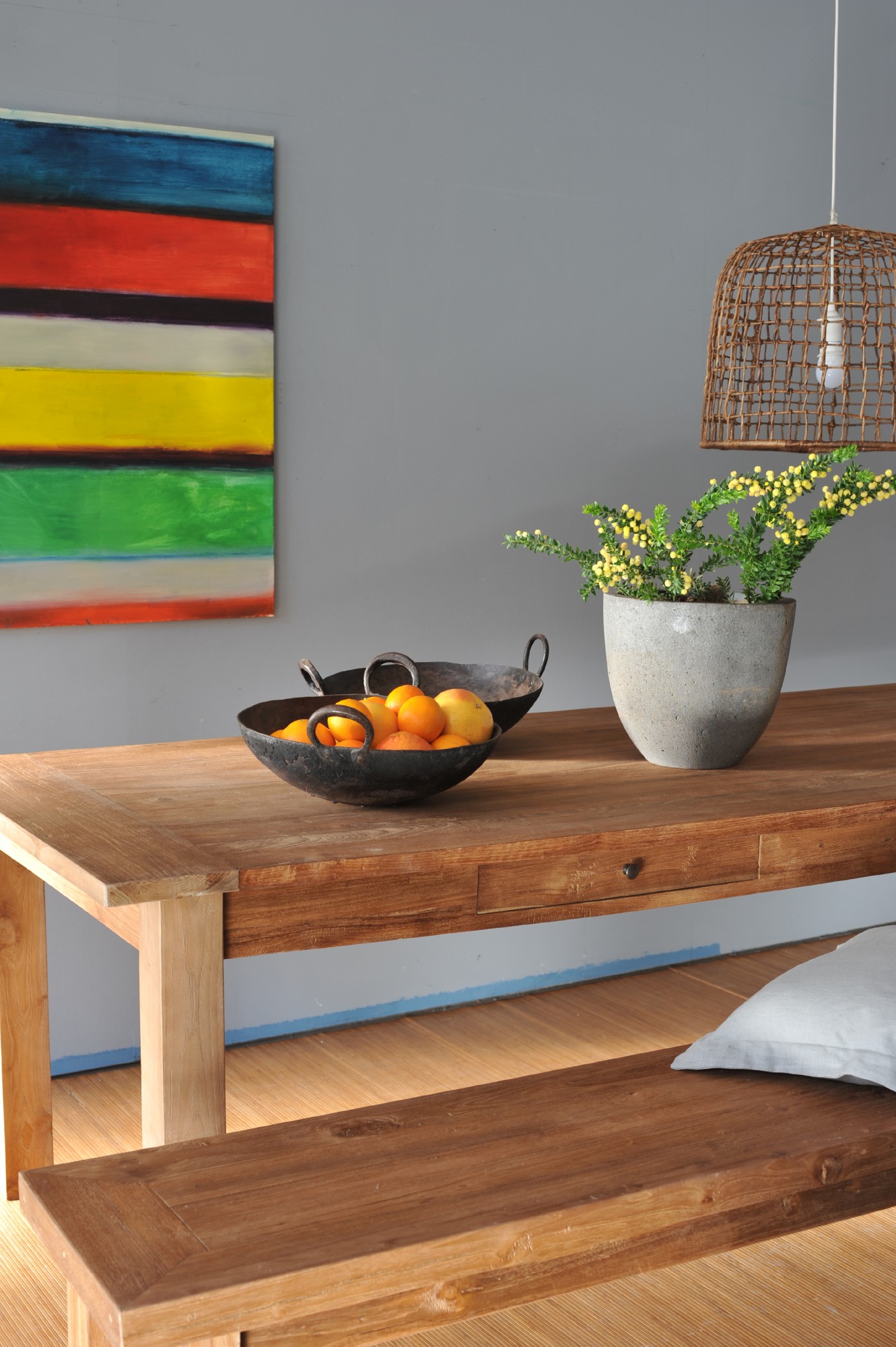 Esstisch aus recyceltem Teak mit 4 Schubladen, natur, B 220 cm, T 100 cm, H 76 cm von fischer's lagerhaus