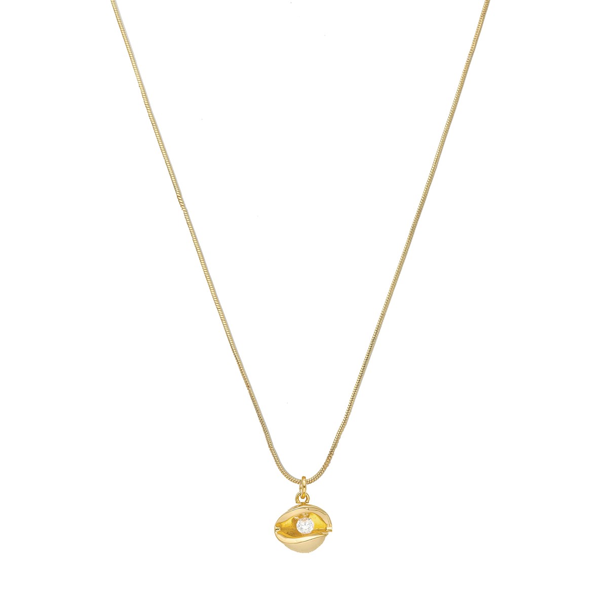 Collier Argent Doré Pendentif Boule Avec Oxyde De Zirconium