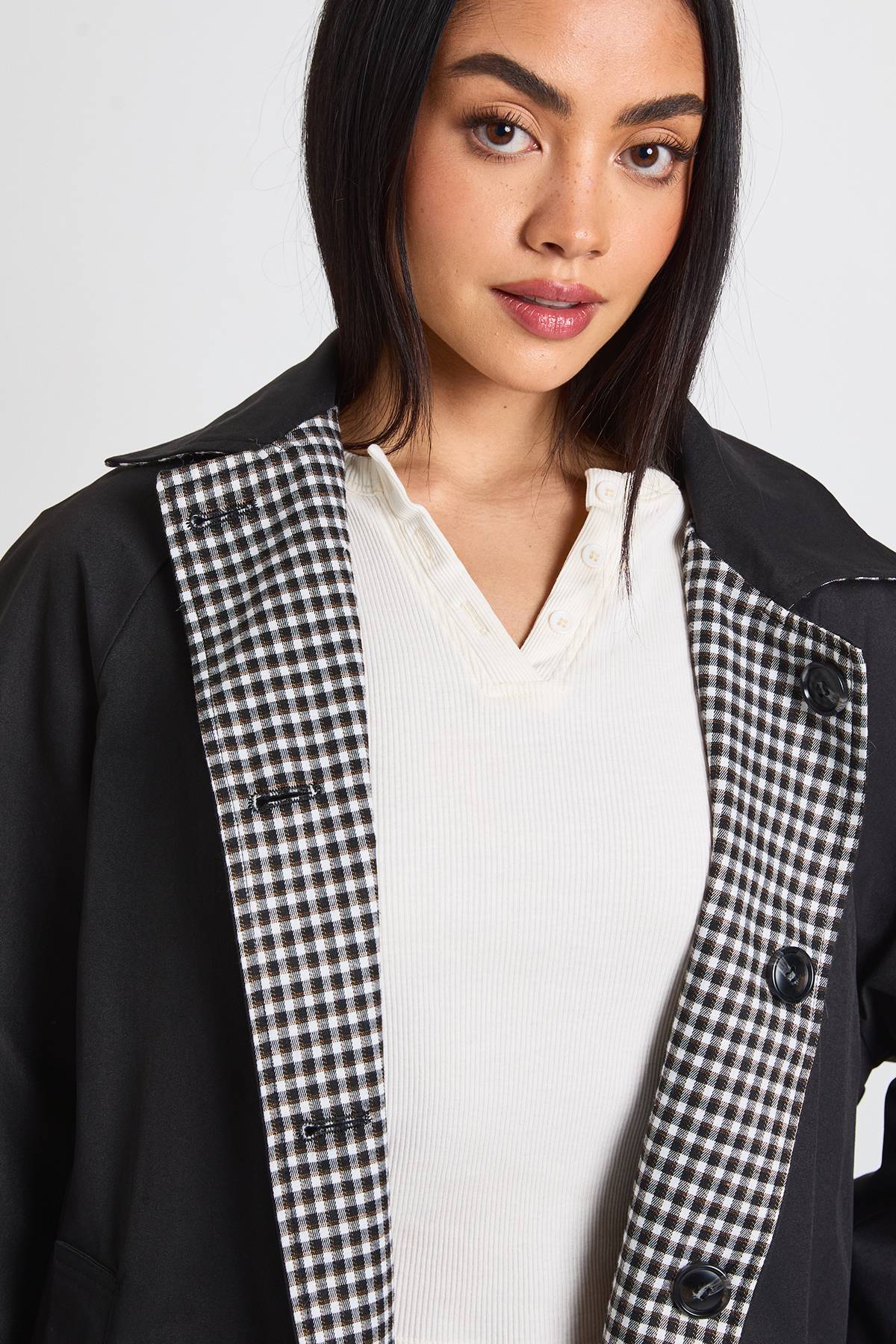 boohoo Veste Trench Midi Réversible Oversize À Carreaux