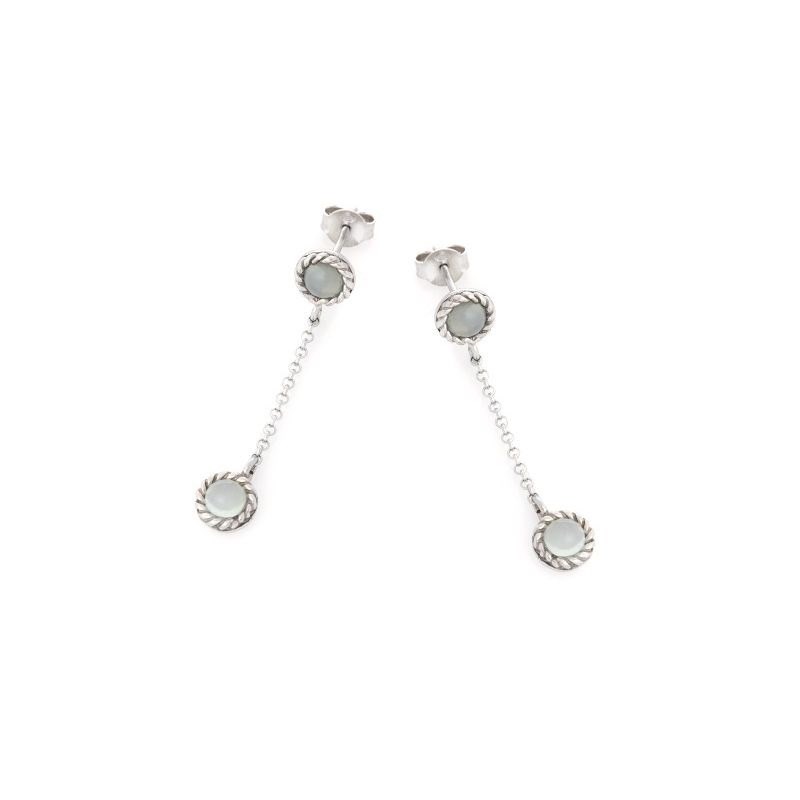 BOUCLE D'OREILLE ARGENT AGATE AQUA