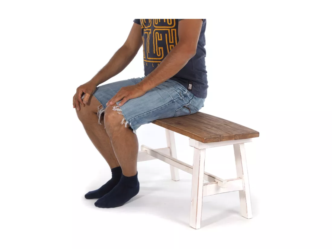 BANC ANZIO 90 Bois massif en acajou, pliable 06 weiß-landhaus