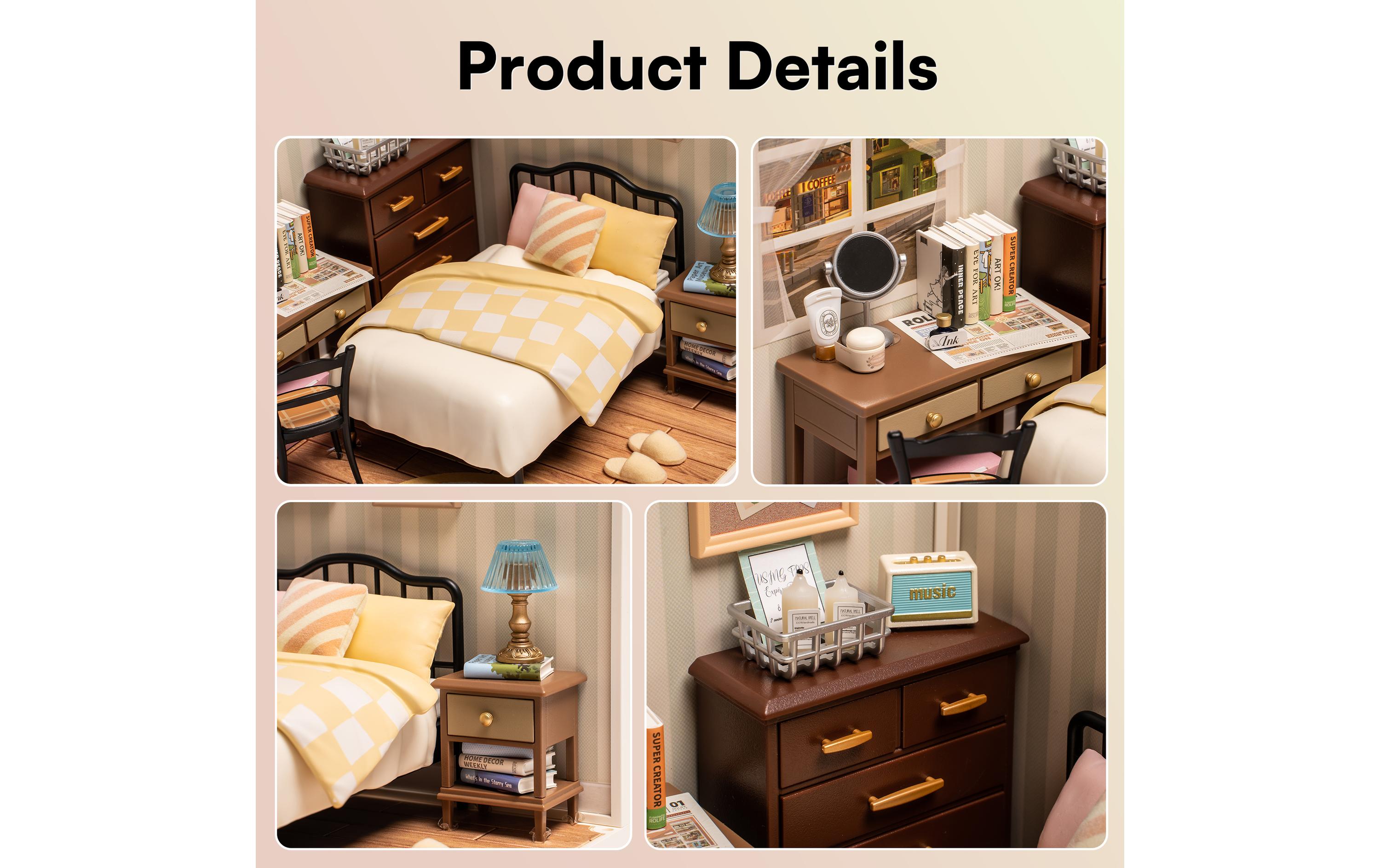 Bausatz Sweet Dream Bedroom3D-Puzzle aus lasergeschnittenen Holzteilen