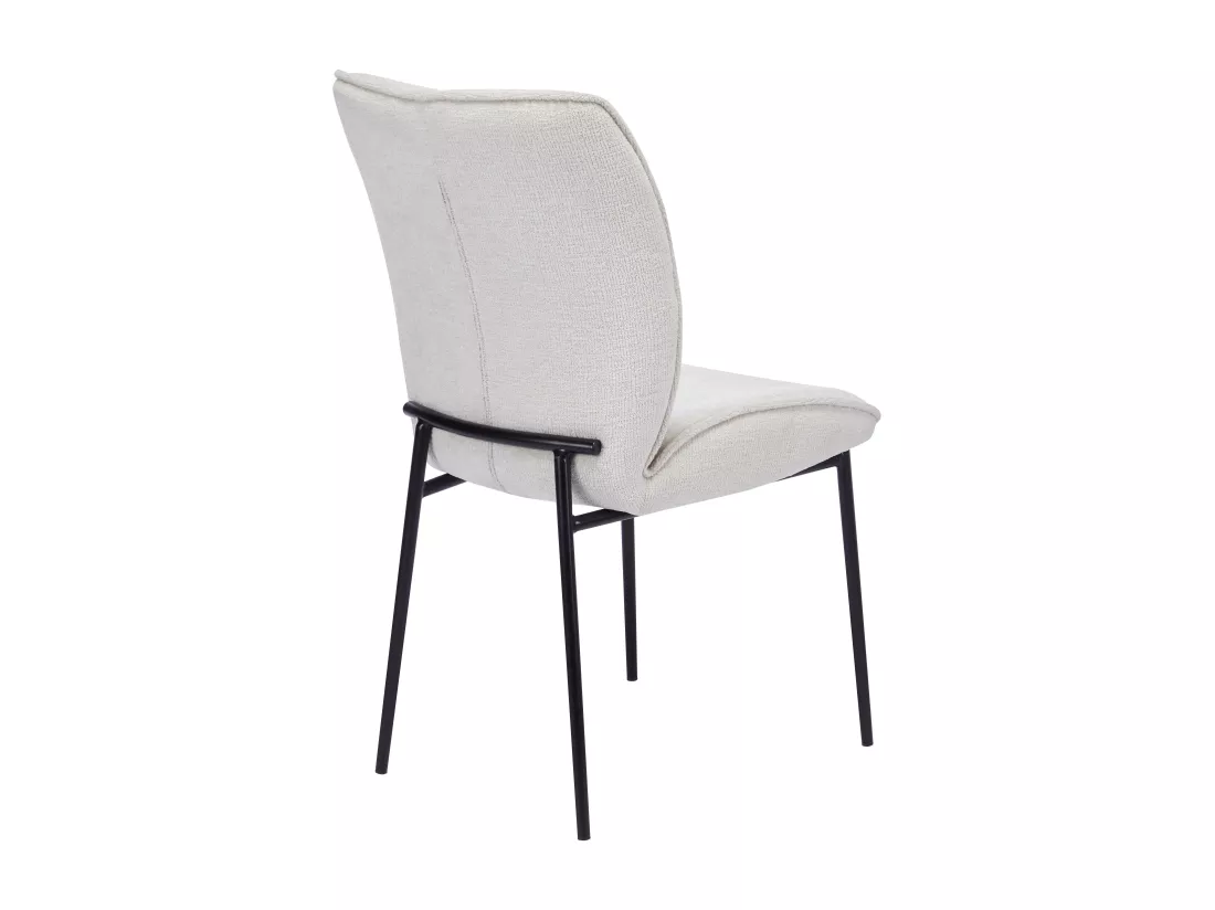 Lot de 2 chaises en tissu texturé et métal noir - Crème - TIANIVA