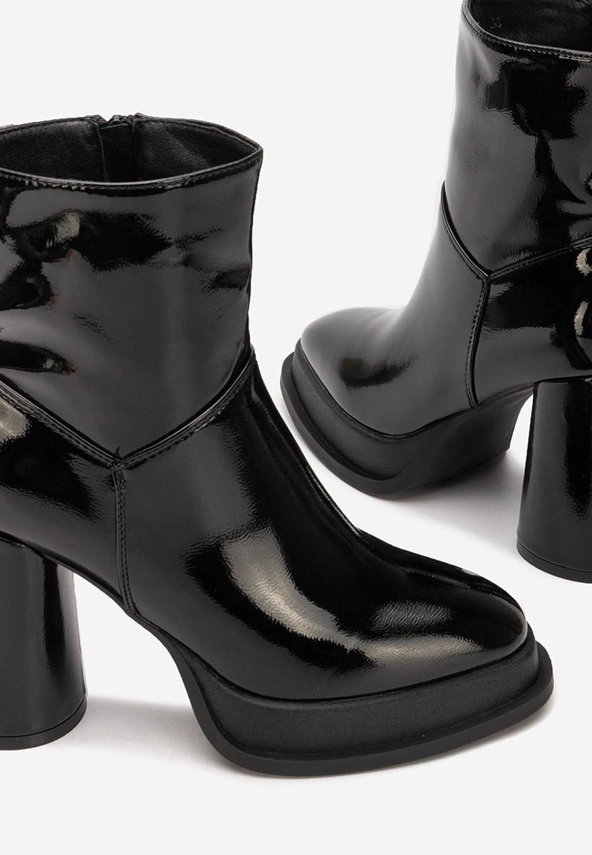 Bottines à gros talon noires Amiela