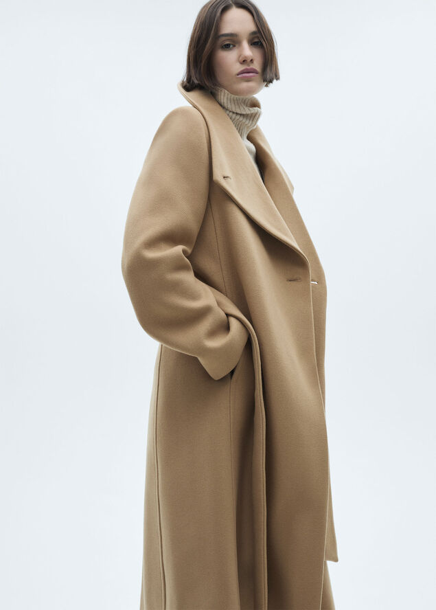 MANGO Belted Manteco wool coat Medium brown
