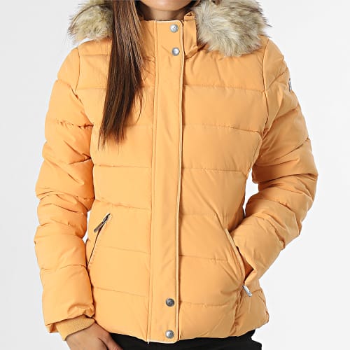 Doudoune Capuche Fourrure Femme Dibby Beige Maïs