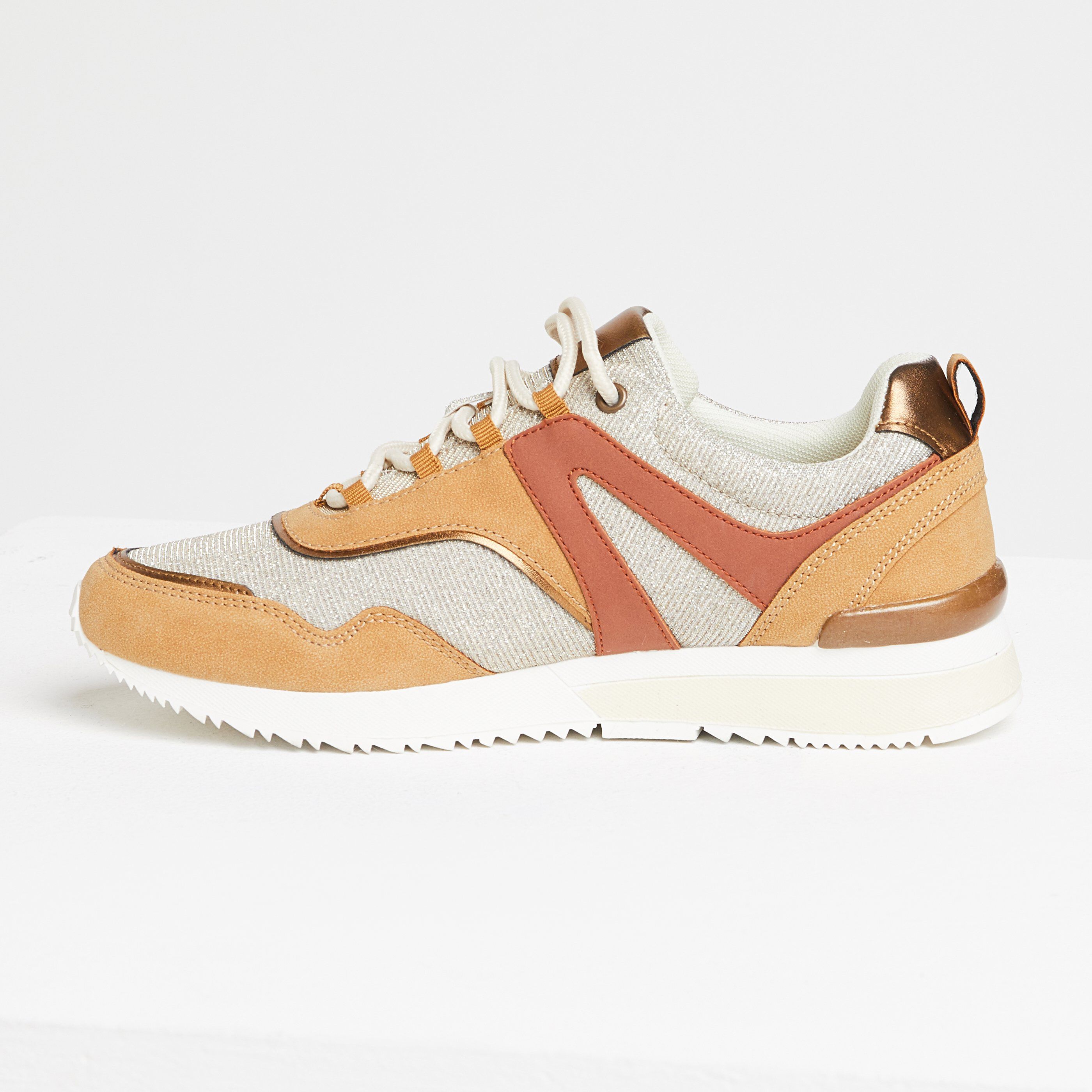 Baskets bimatière irisées femme - ECRU