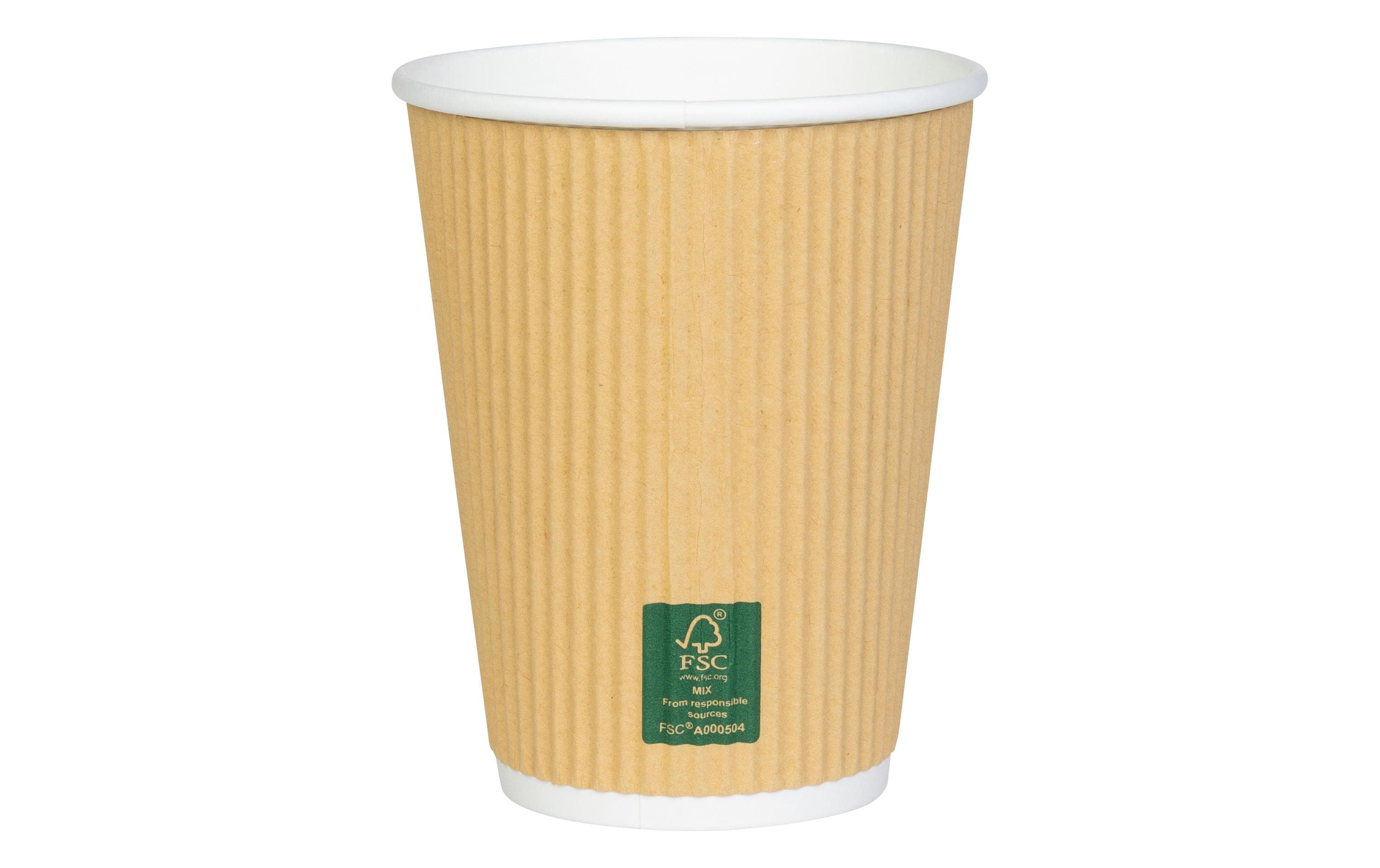Einweg-Kaffeebecher 400 ml, 50 StückGeriffelte Pappbecher