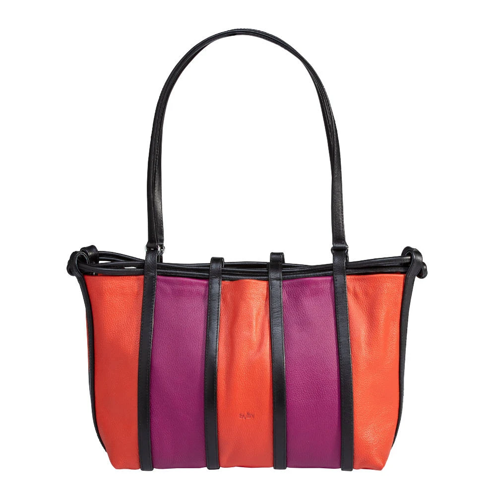 Ricefield Handbag Orange-Purple Structure Leather