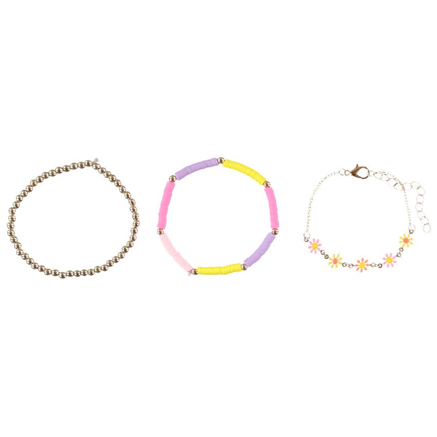 Lot de 3 bracelets fantaisie pour fille - Jaune