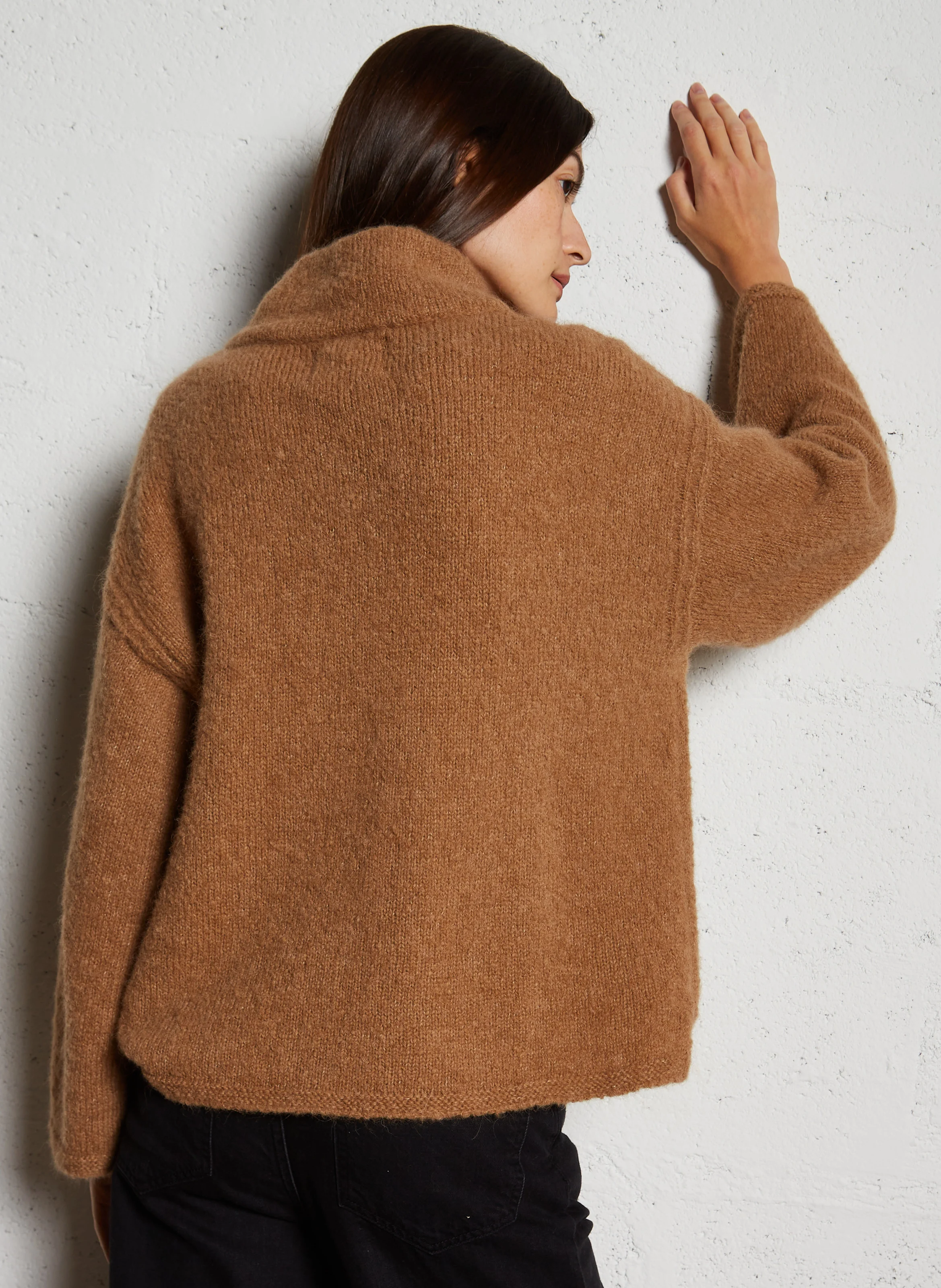 MARIE - Pull col camionneur en alpaga mélangée | Beige