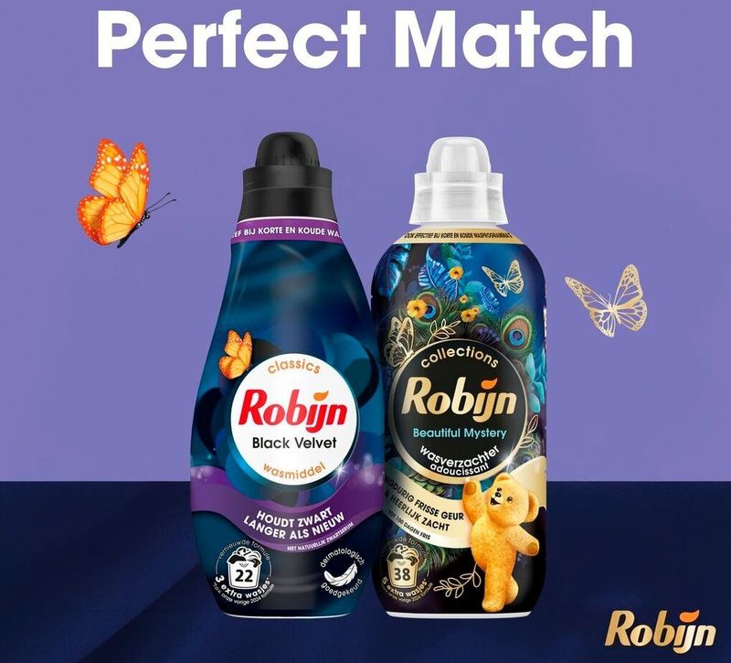 Robijn - Perfect Match - Wasmiddel en Wasverzachter - Zwart - 100% Gerecycled Plastic