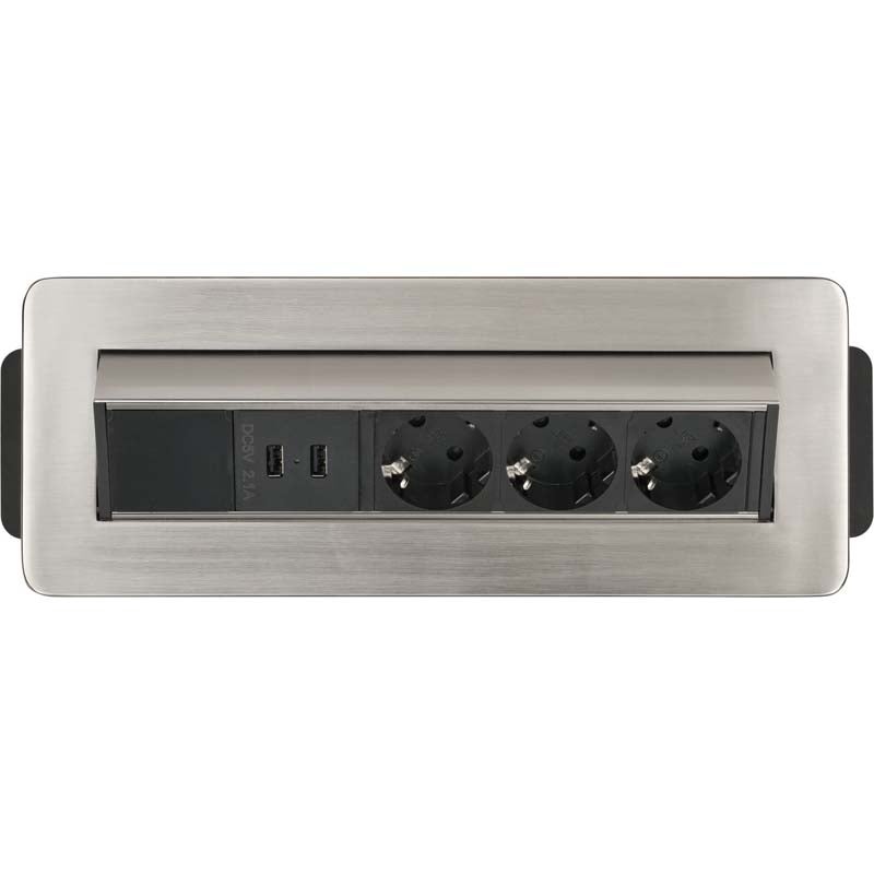 Brennenstuhl Indesk Power 1396200113 verzonken stekkerdoos 3-voudig met 2x USB