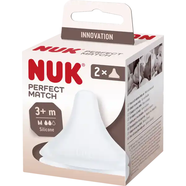 NUK Perfect Match Ersatz-Trinksauger, mit besonders weichem Silikon, BPA frei, Größe M, ab 3 Monate,