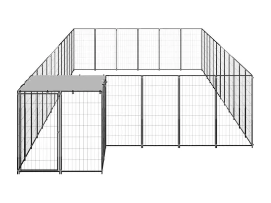 Chenil extérieur cage enclos noire 770 x 330 x 110 cm 02_0000510