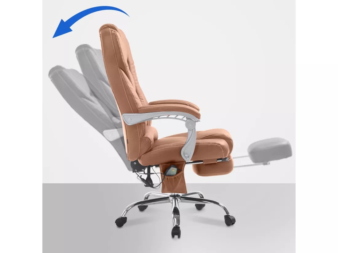 Chaise de bureau - Similicuir & Métal chromé - Marron clair - Pacific