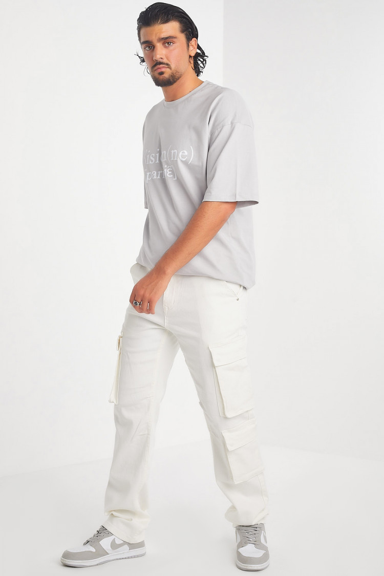 jeans blanc coupe cargo