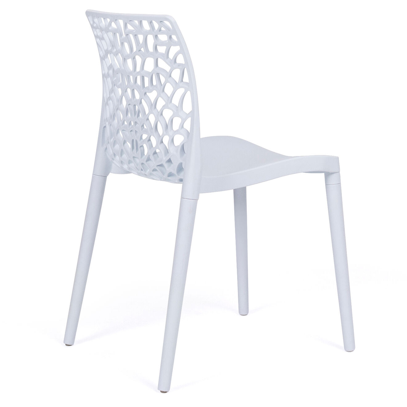 Idomya 4 Chaises de jardin empilables Dahlia blanches - 45.5x52.5x81.5 cm