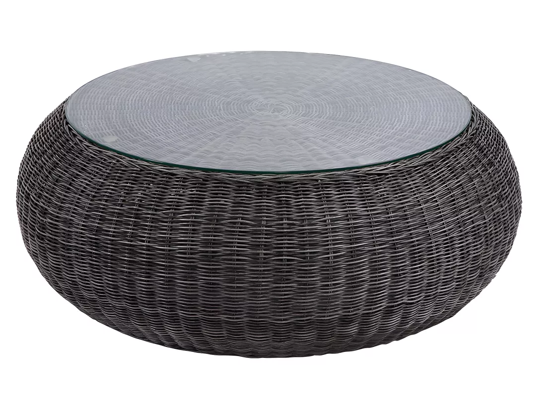 Table basse de jardin en résine tressée gris - WHITEHEAVEN de MYLIA