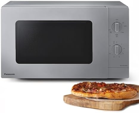 Panasonic NN GM23QMEPG Four à Micro Ondes Gril 20L avec Plateau en Verre et Grille Métallique, 800W, Grill 1000W, Décongélation, Réglage par Cadran, Quick 30, Minuterie, Argent : Cuisine et Maison