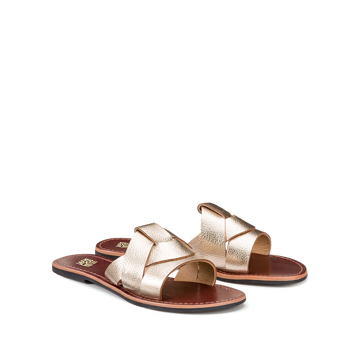 COLEÇÕES LA REDOUTE<br>Mules em couro metalizado