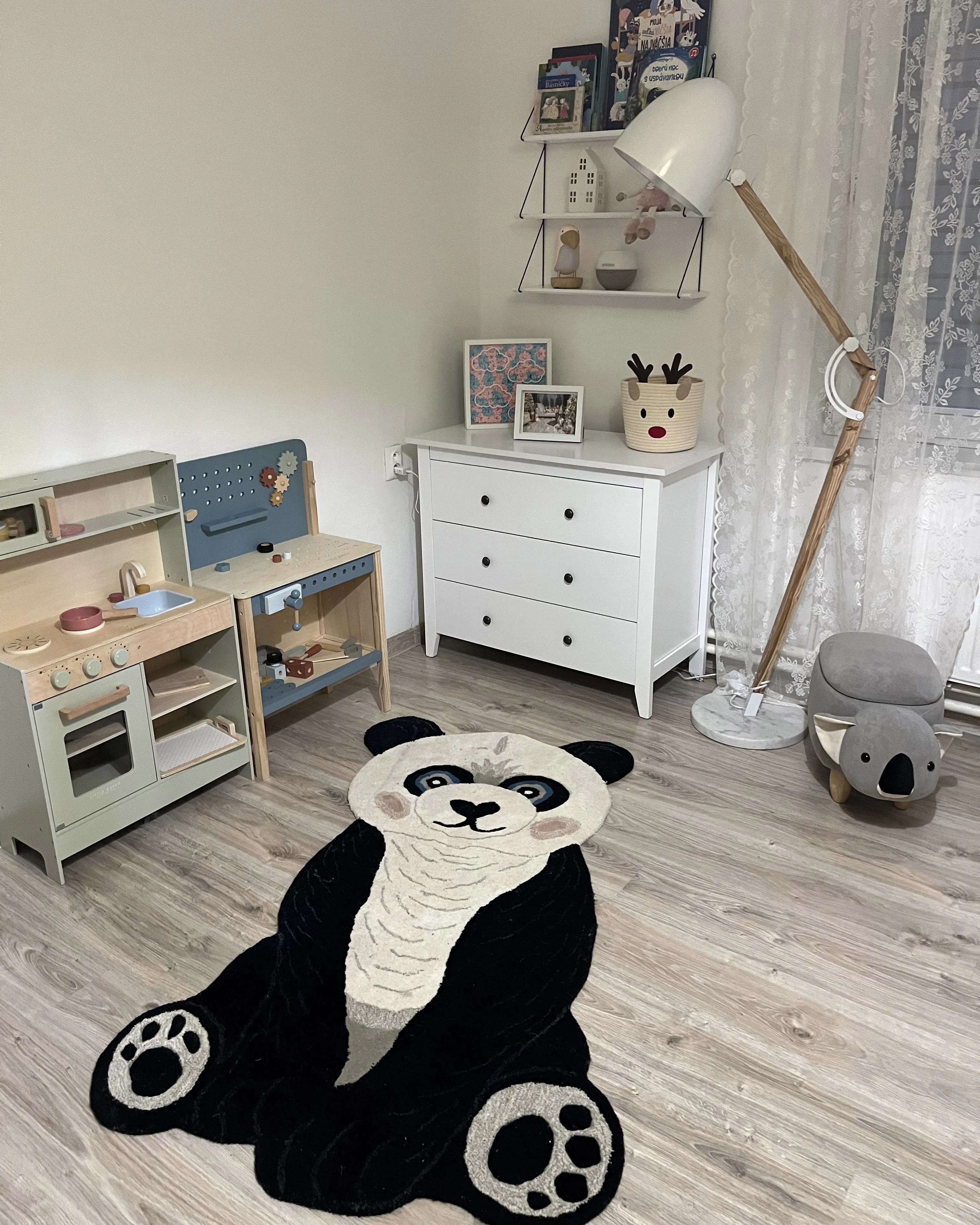 Staande lamp HETTON verstelbaar Eikenhout Wit