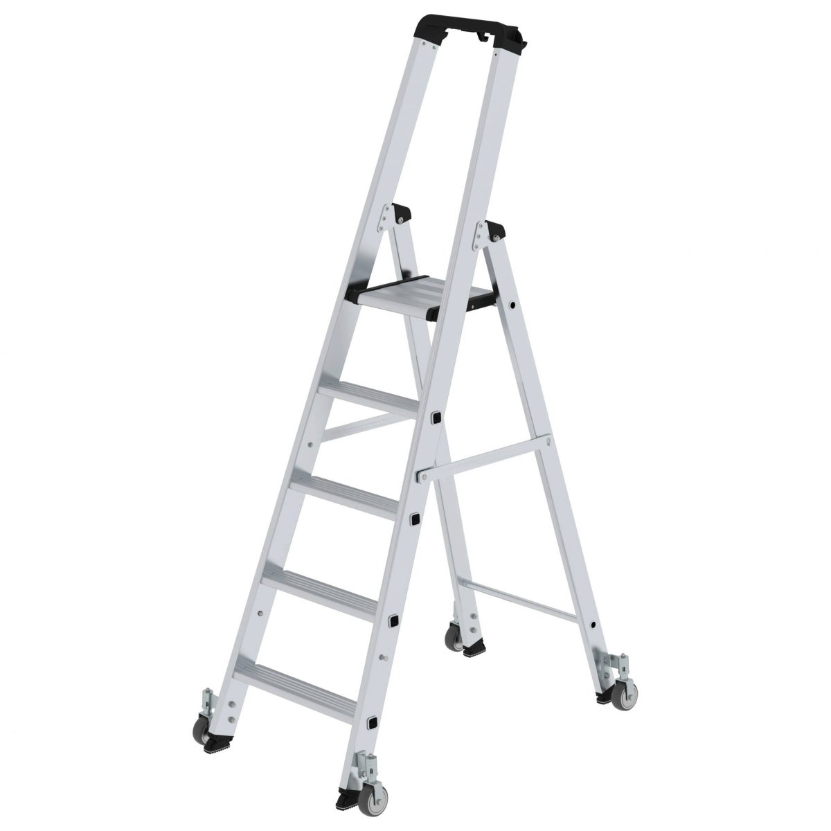 MUNK trapladder, eenzijdig toegankelijk, met wielen, 5 treden