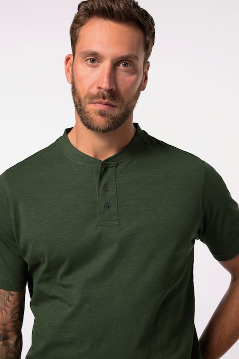 Henley, Halbarm, Rundhals mit Knopfleiste, bis 8 XL
