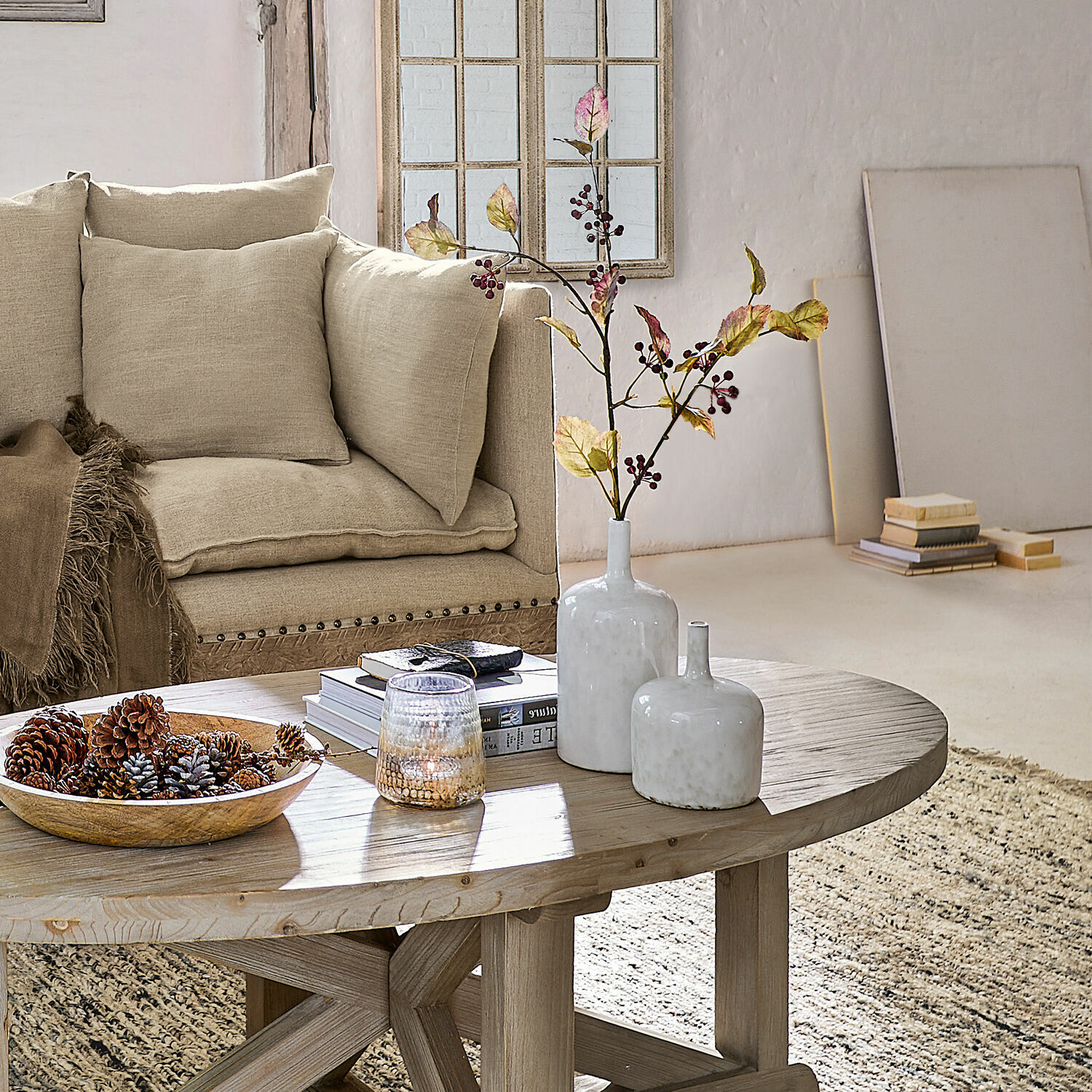 Vase 2er Set Kurys creme