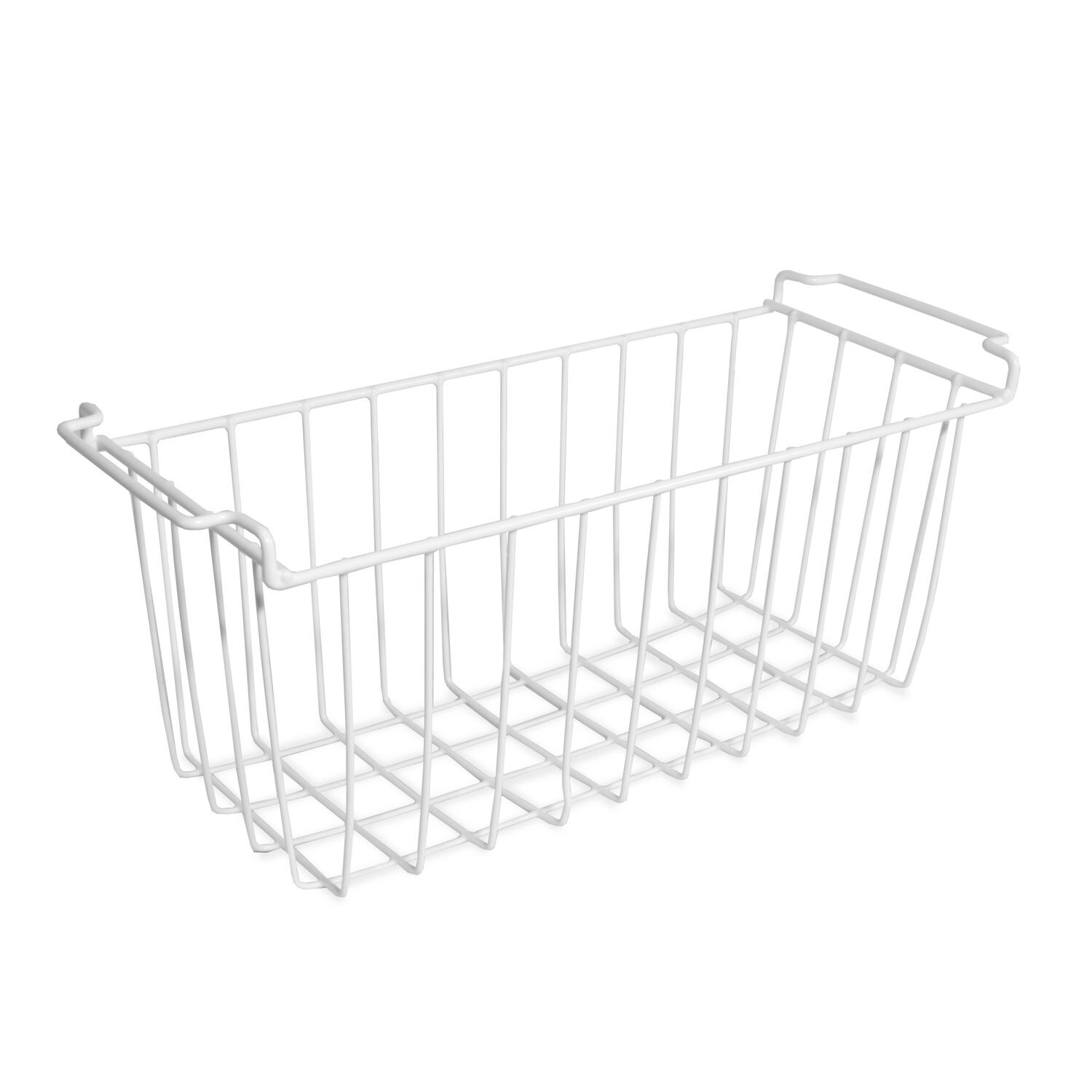 TroniTechnik® Aufbewahrungskorb 48cmx18cmx20cm, Einlegekorb, Gefrierschrank Organizer, Drahtkorb aus Eisen mit PE-Beschichtung, Weiß