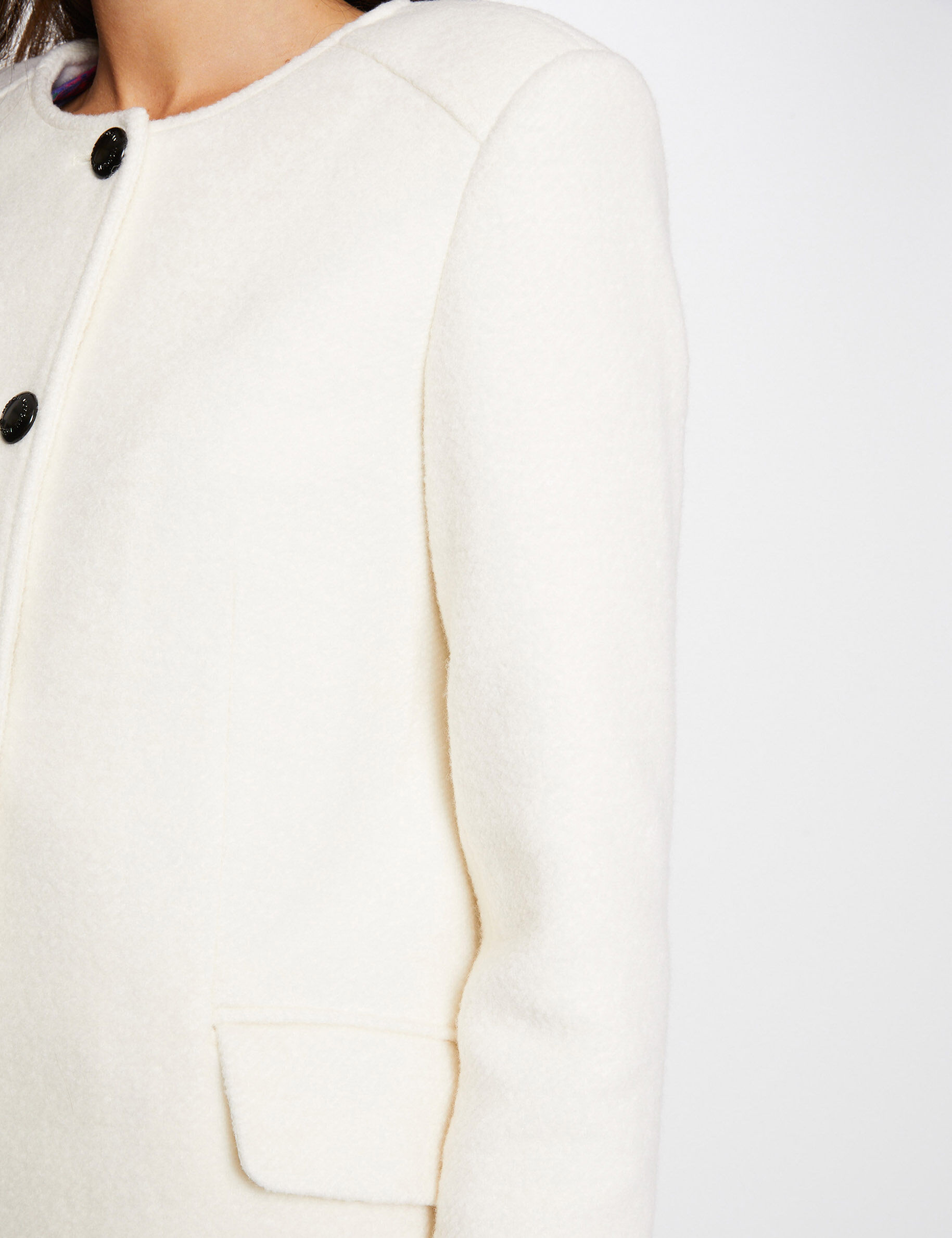 Manteau droit boutonné ivoire femme - ivoire