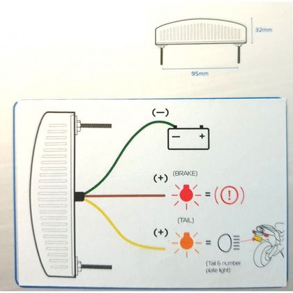 Feux arrière Oxford LED (3 EN 1) Universel - Noir