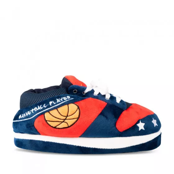Chaussons peluche basketball BLEU DENIM SIDE