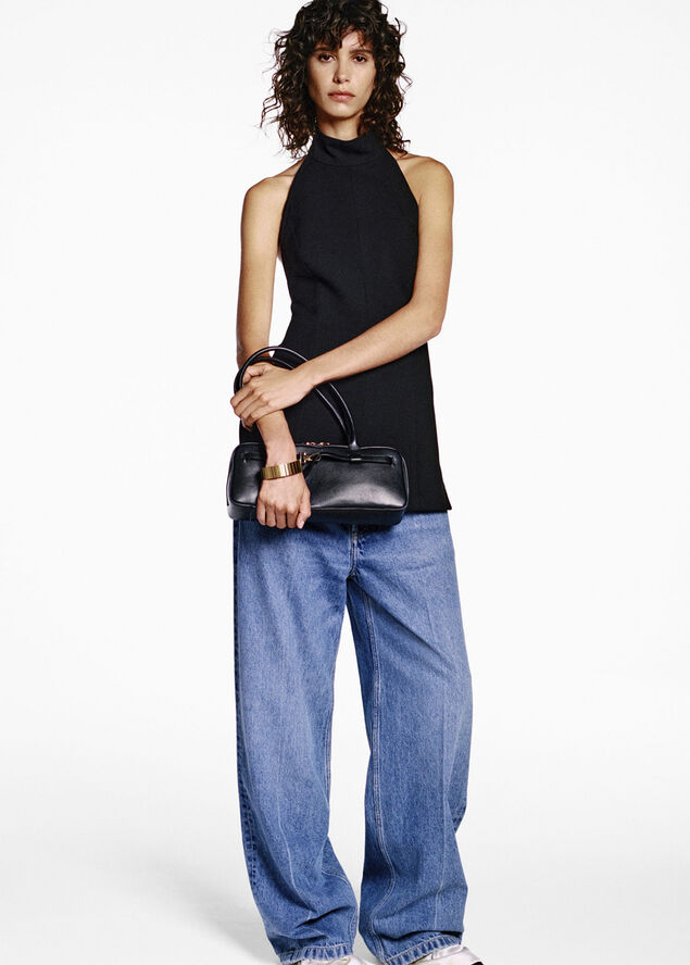 MANGO Open back halter top Black