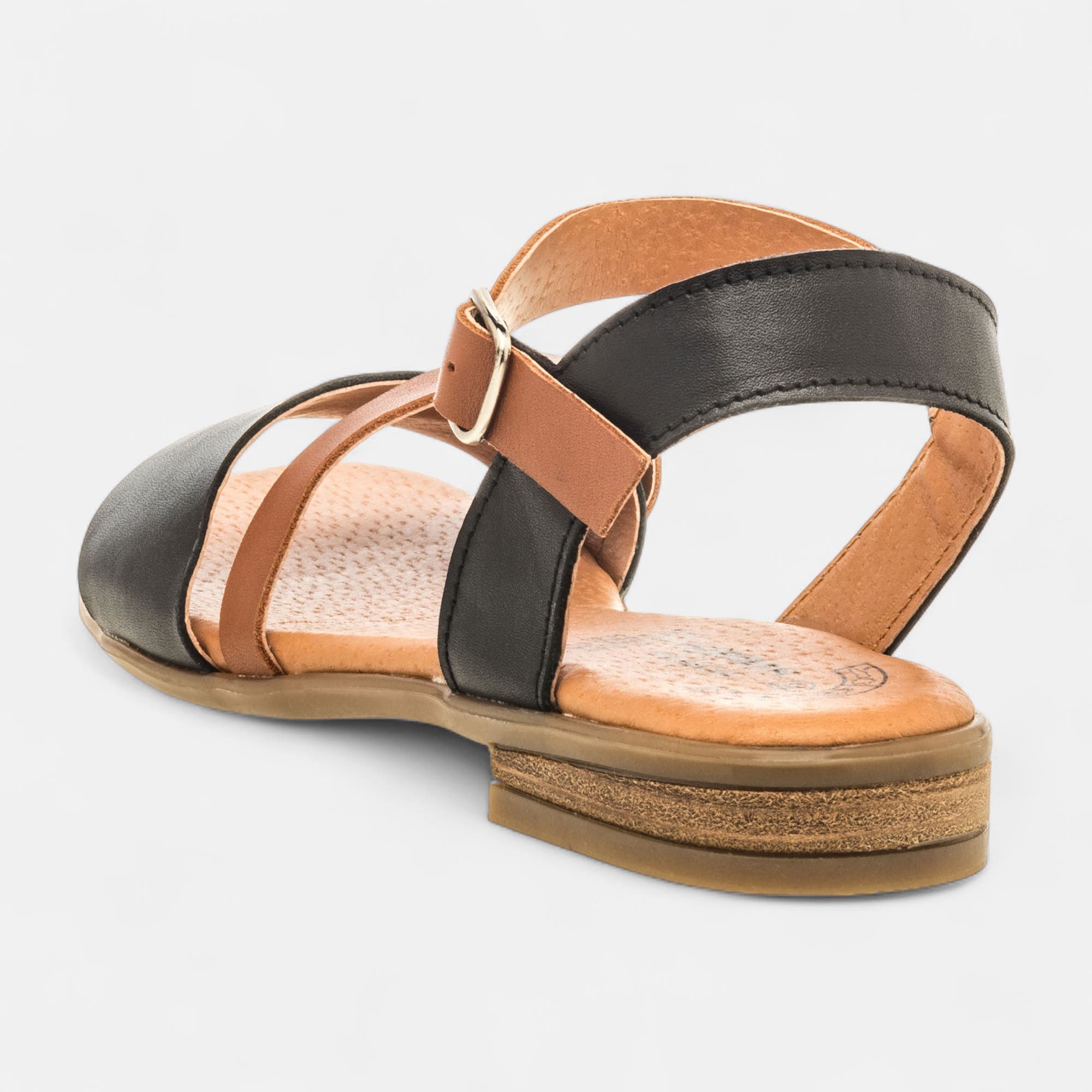 Nu-pieds Femme en cuir noir