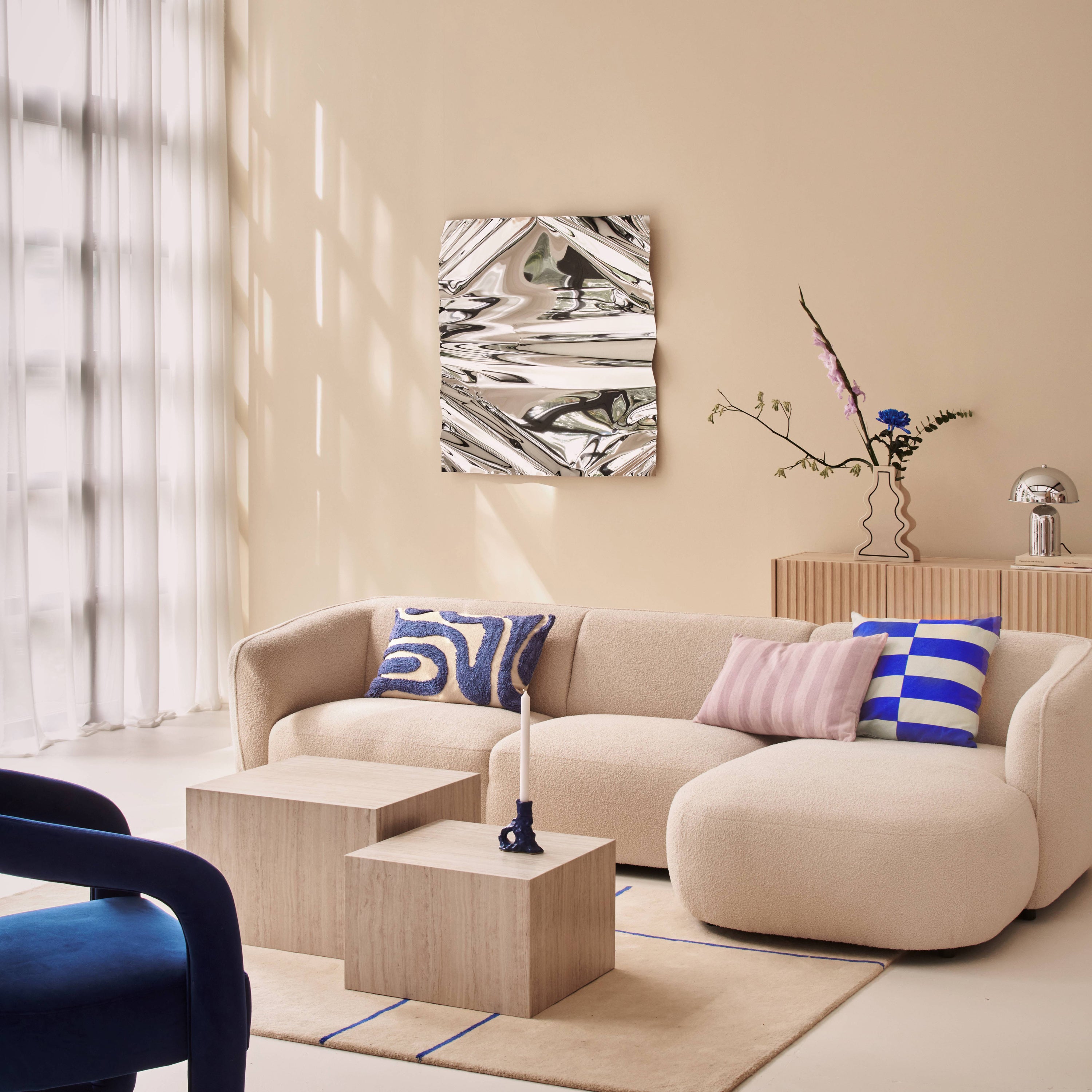by fonQ Wave Sierkussen 40 x 60 cm - Blauw