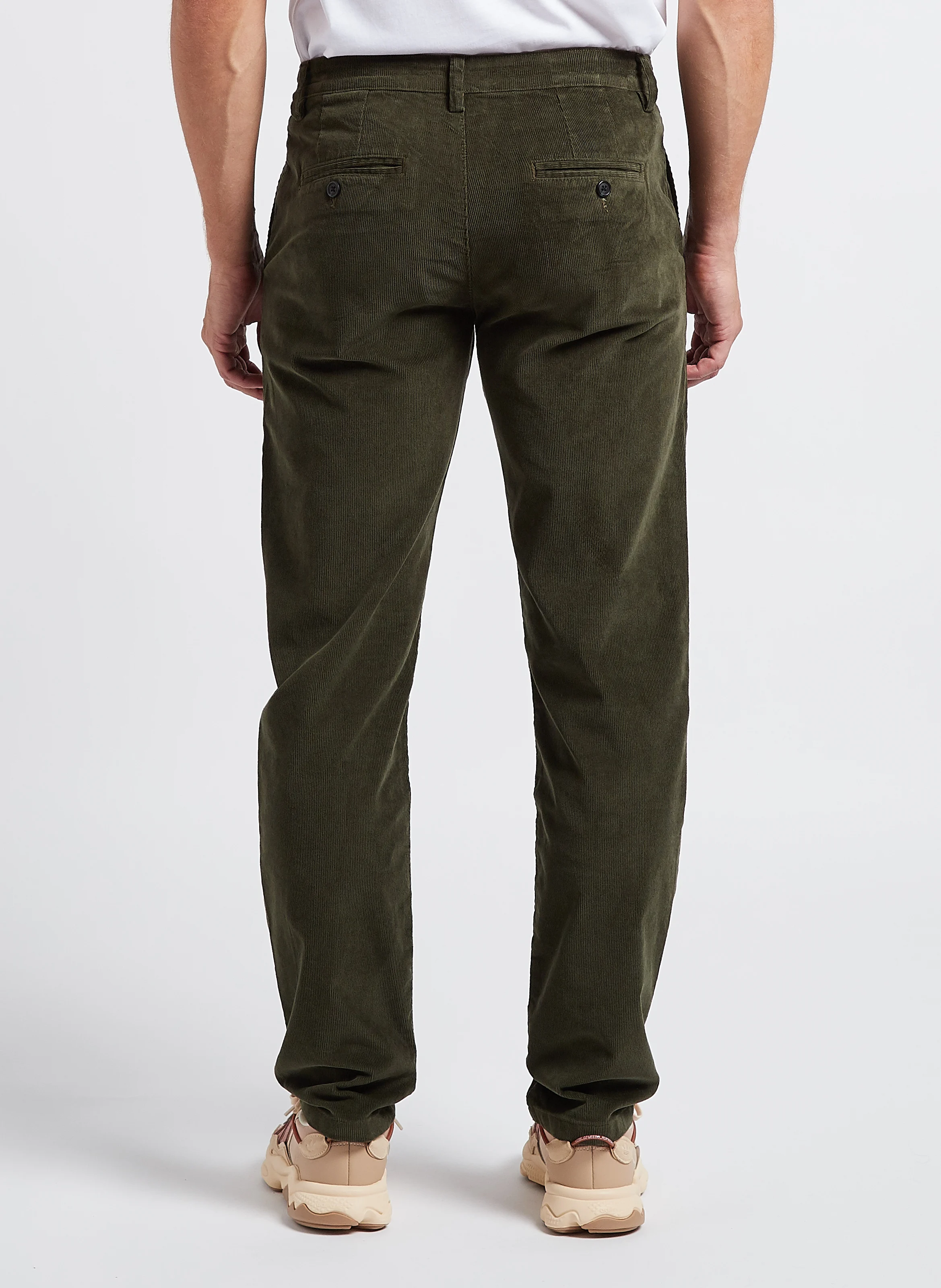 Pantalon droit en velours de coton bio mélangé | Vert