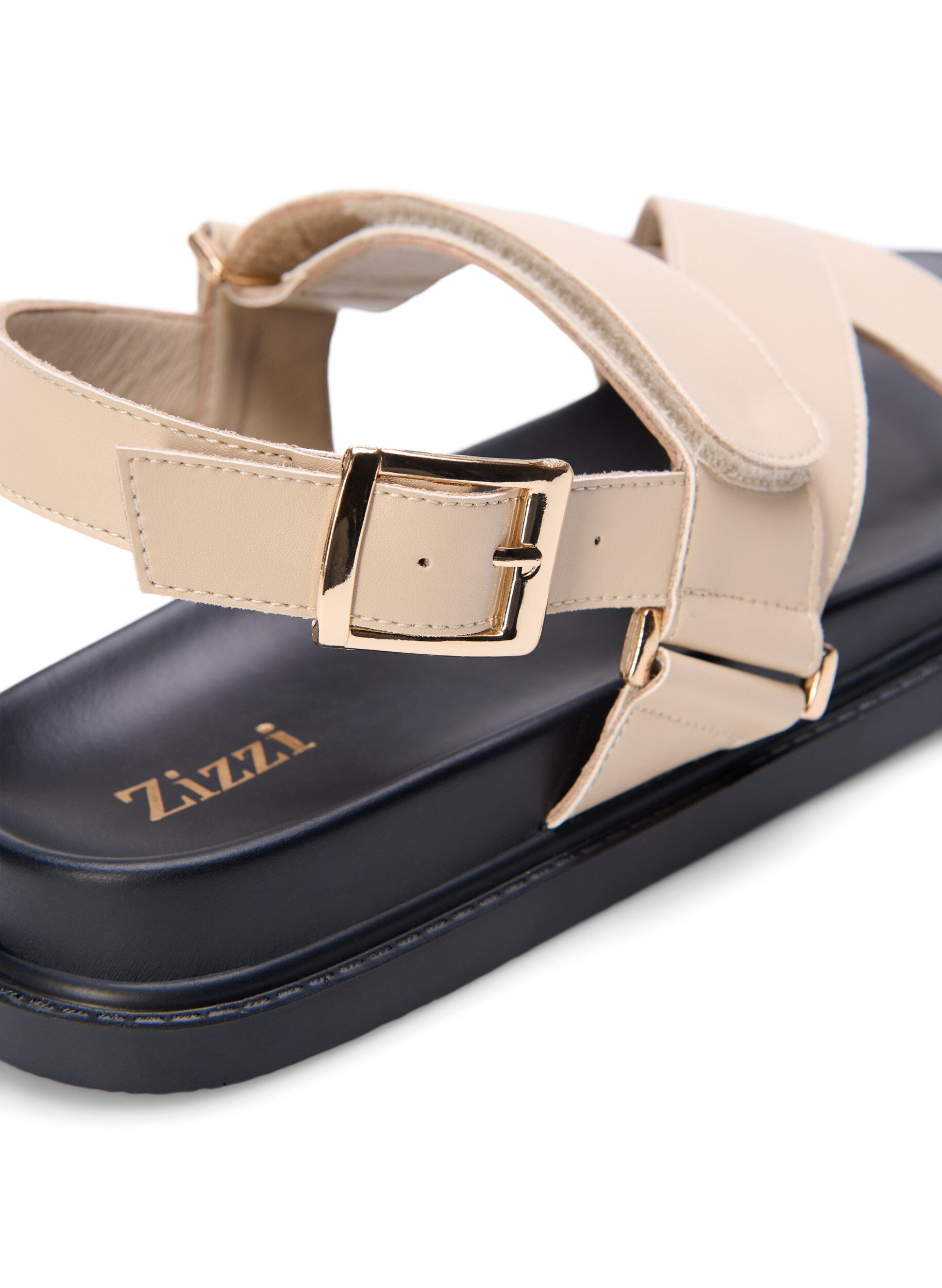 Wide fit - Lædersandal med justerbare stropper