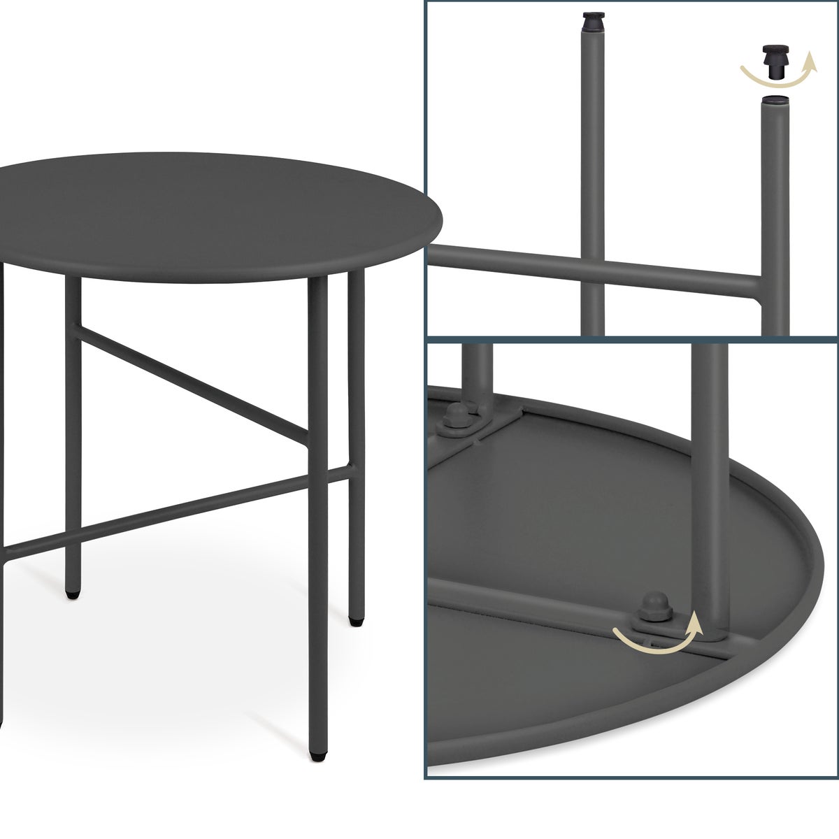 Beautissu Finn bijzettafel Ø 53x36cm zwart metaal