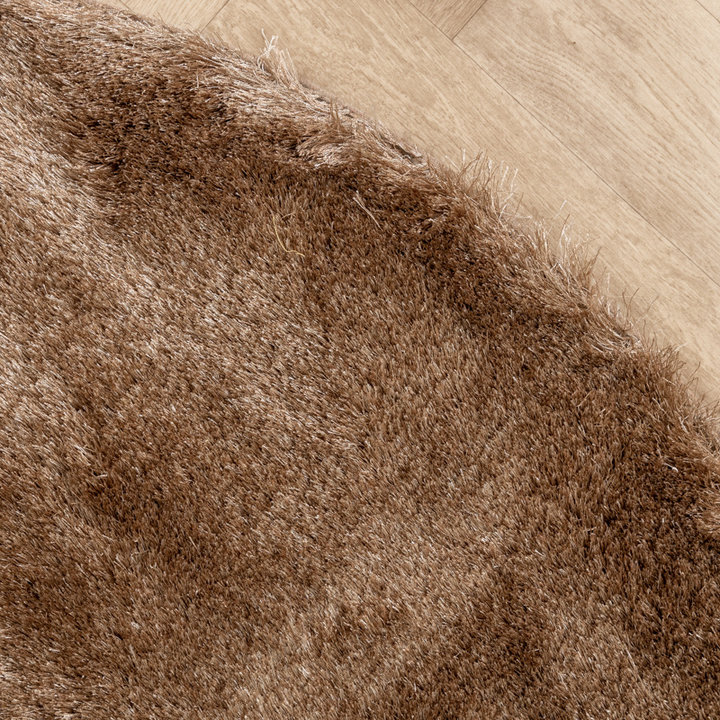 Rond hoogpolig vloerkleed - Glorious Taupe | Luxe