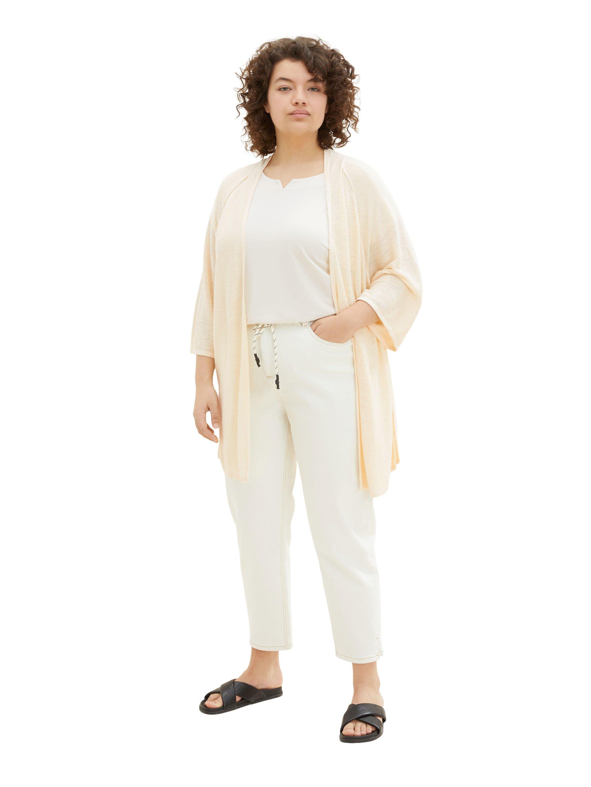 Cardigan in offener Form mit 3/4-Arm, aus Leinen-Mix