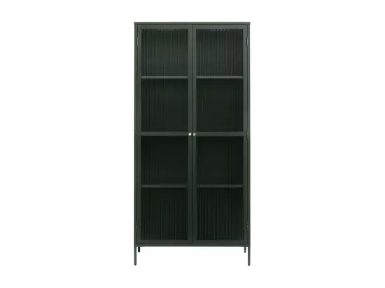 Bjorn - Vaisselier 2 portes en verre stié et métal H190cm : Couleur - Vert foncé