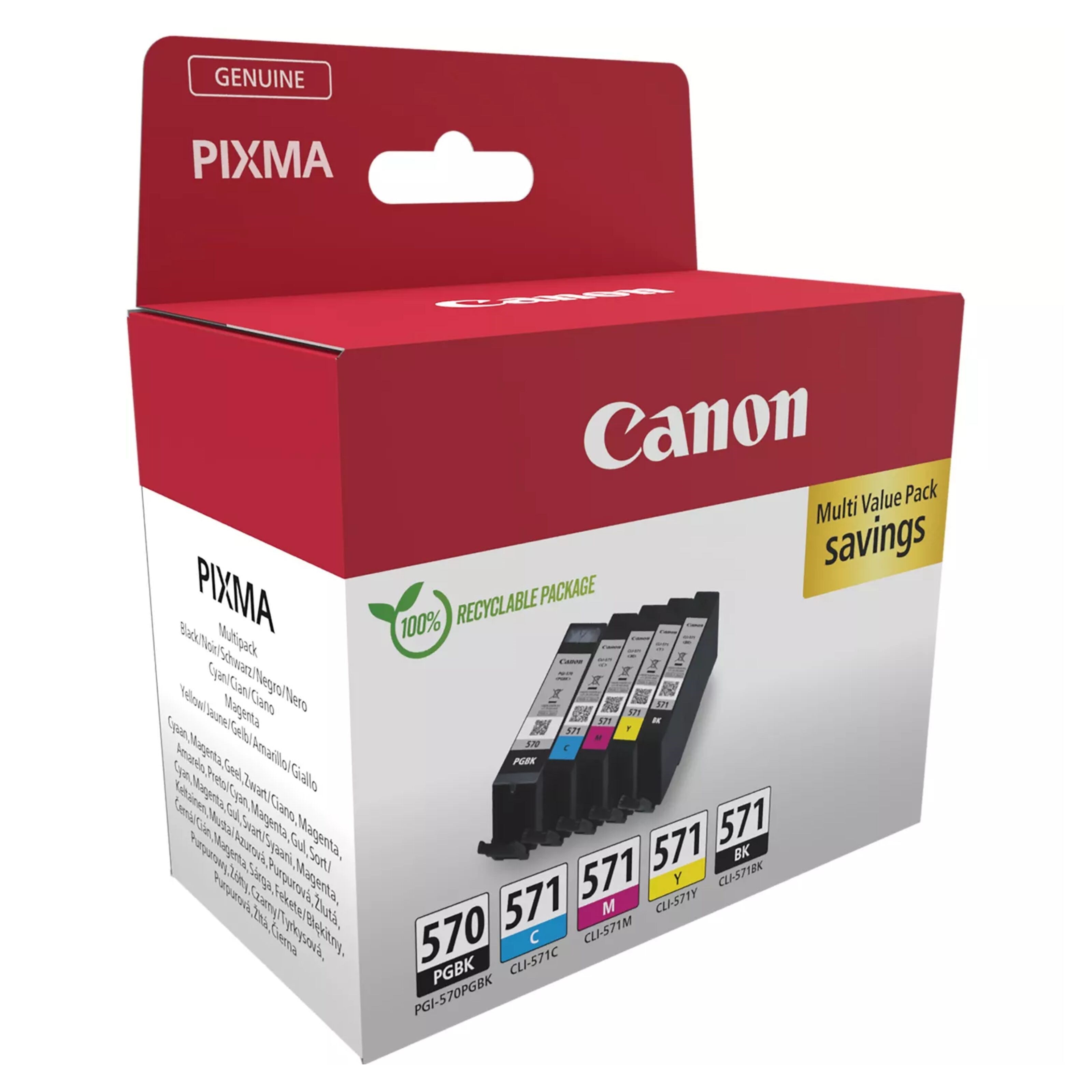 Canon CLI-571 og CLI-570 Blekkpatron 5-pakk