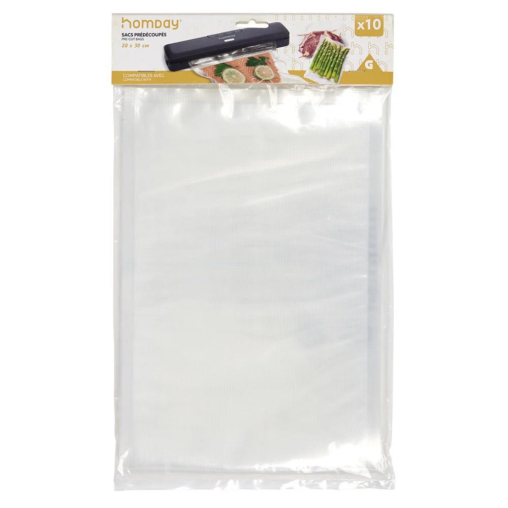 Sac de conservation alimentaire pré-découpé 20x30cm 10 sacs - Taille M
