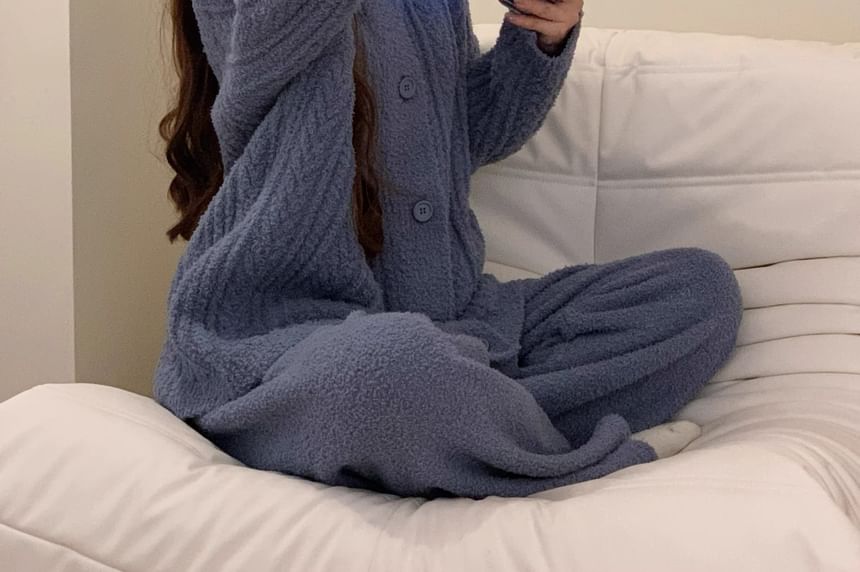 GOUB - Pyjamaset: effen fleece shirt + broek