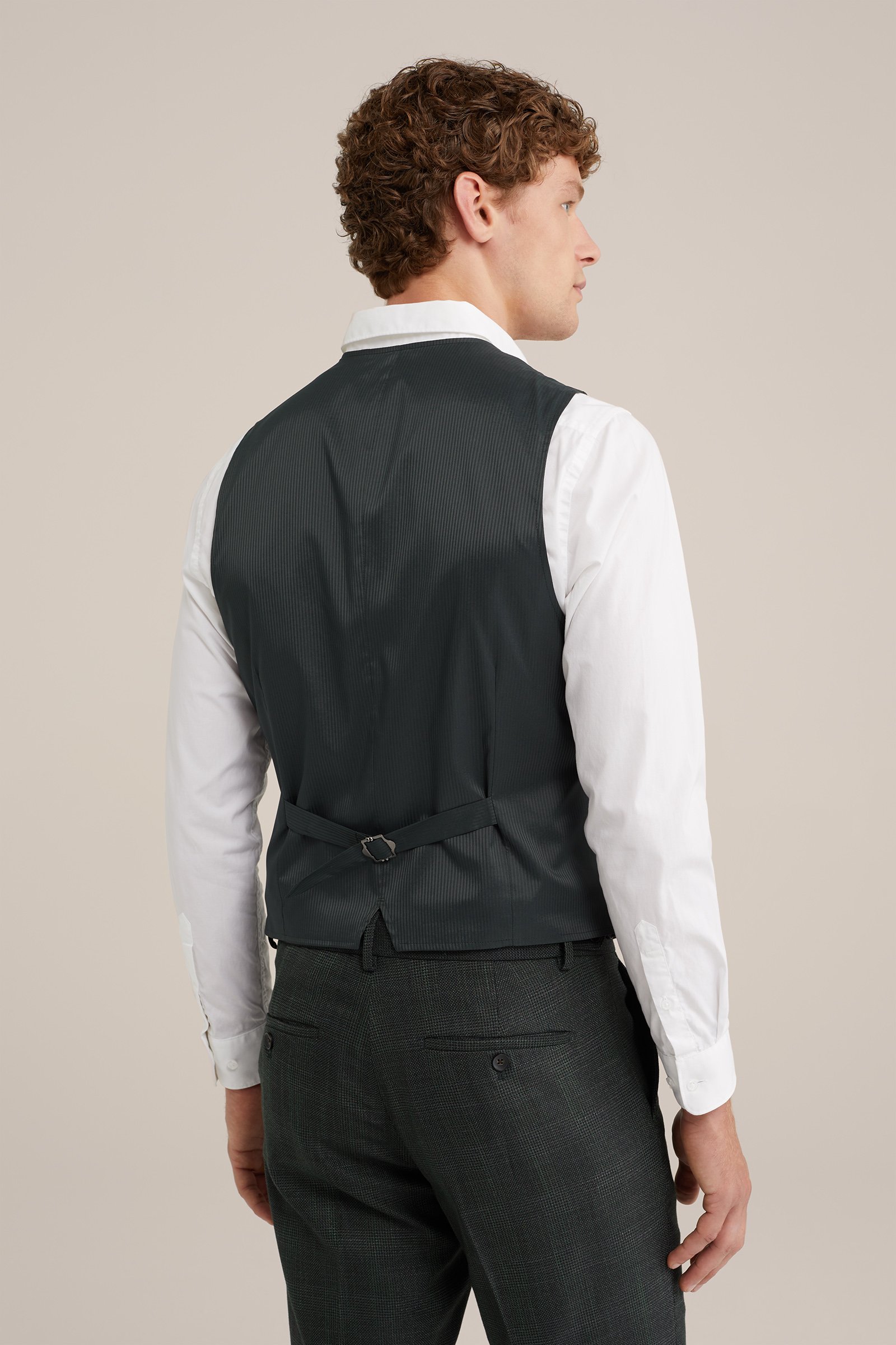 slim fit gilet met dessin WE Fashion Donkergroen