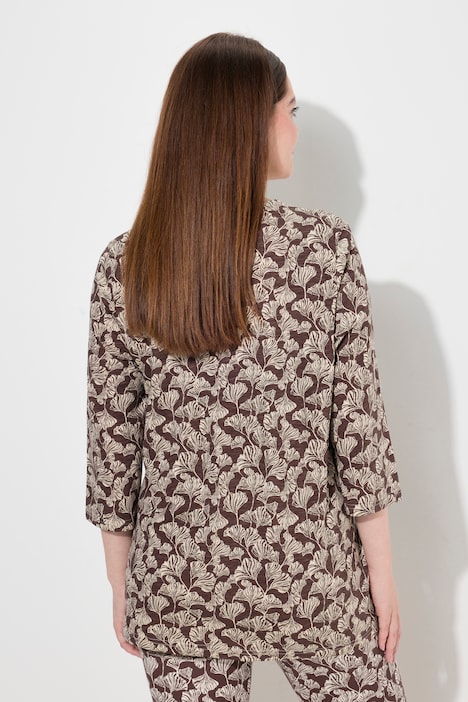 Shirt, Biesen, V-Ausschnitt, 3/4-Arm, Biobaumwolle