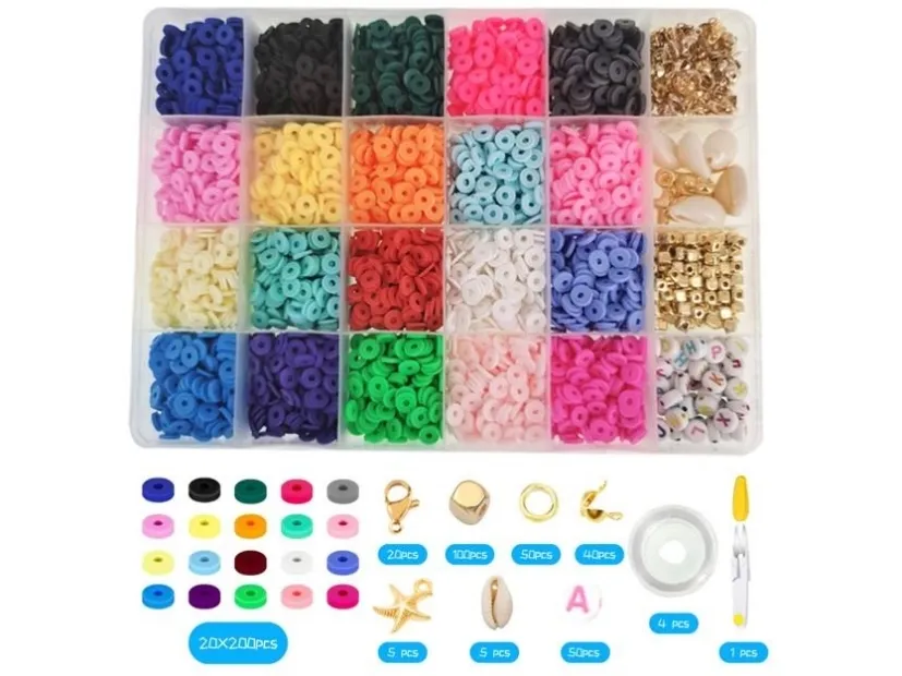 Smykkesæt med 4.000 Perler af Polymer Ler